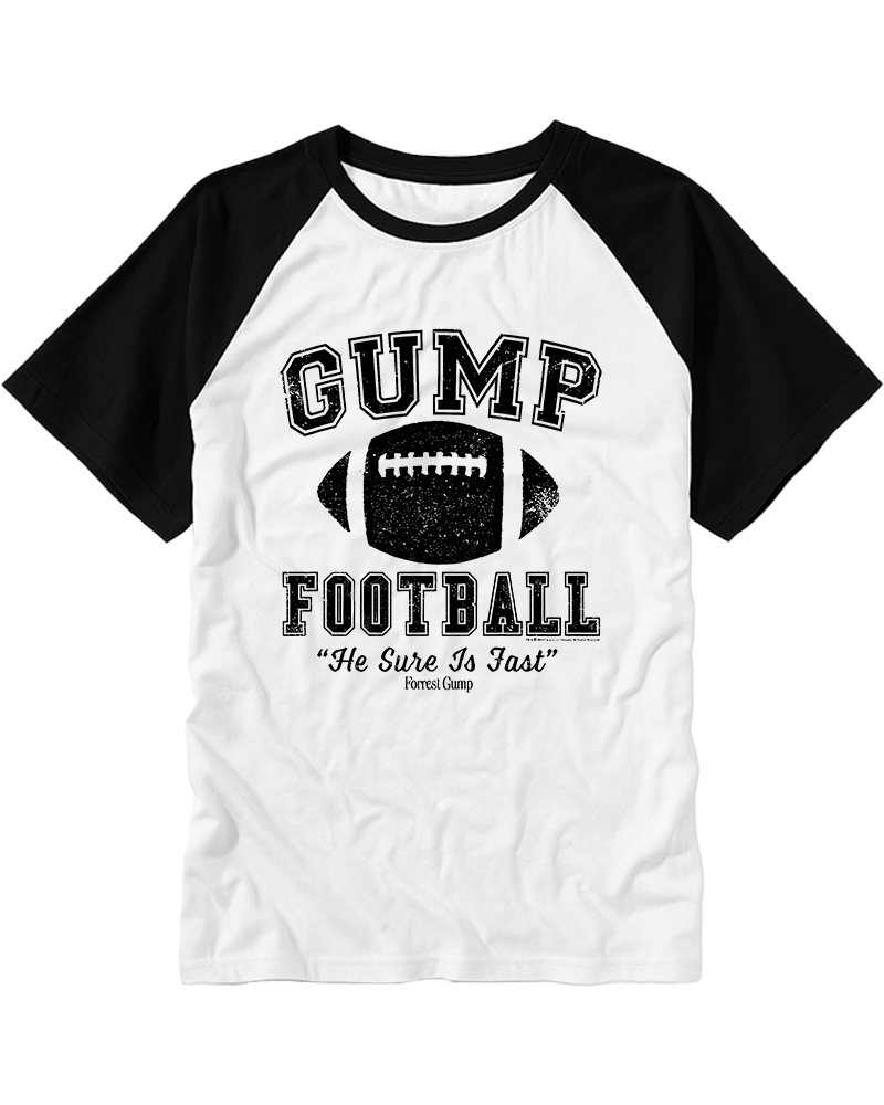 TheRetroTee Front & Back Football Jersey Forrest Gump Raglan Baseball T-Shirt