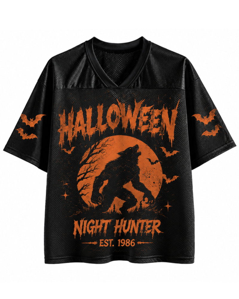 TheRetroTee Halloween Night Hunter Est 1986 Mesh Jersey