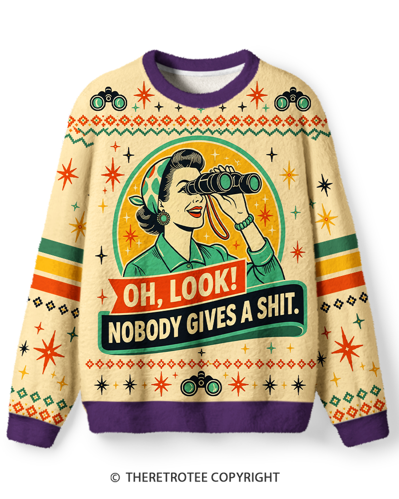 TheRetroTee Oh Look Nobody Gives A Shit 1980s Graphic Sweater