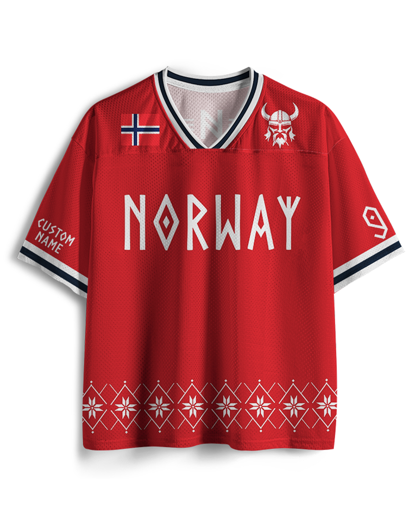 TheRetroTee Custom Name Norway Soccer Mesh Jersey