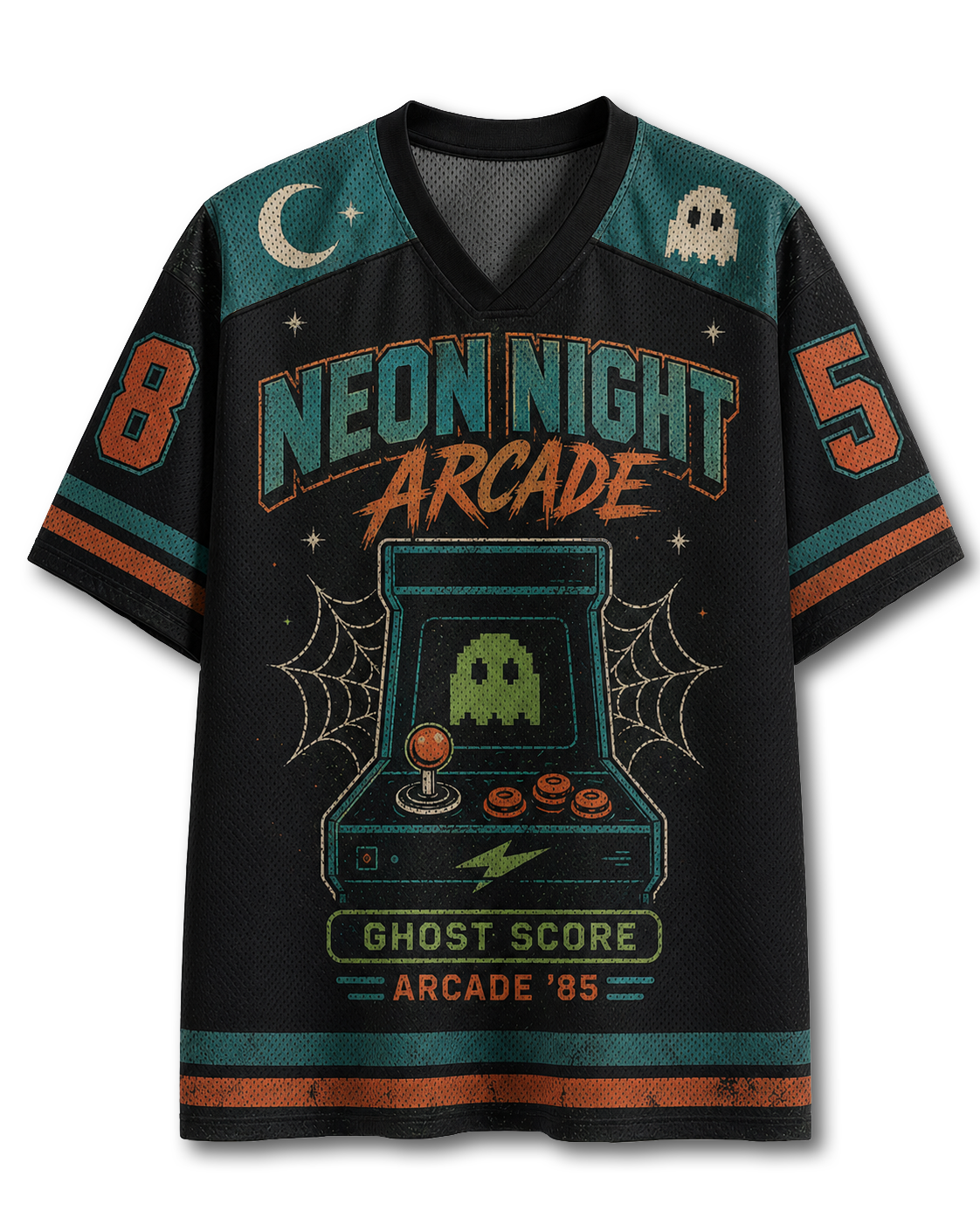 TheRetroTee Halloween Neon Night Arcade Mesh Jersey