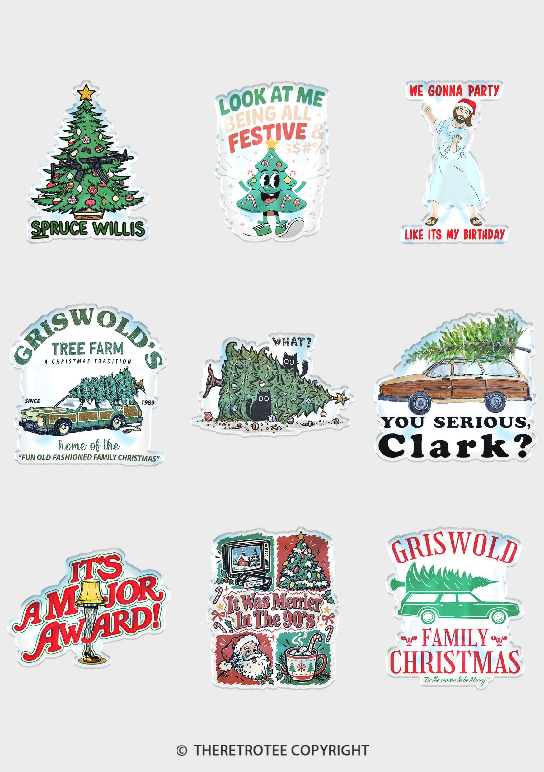 TheRetroTee Vintage Christmas Movie Nostalgia Sticker Set