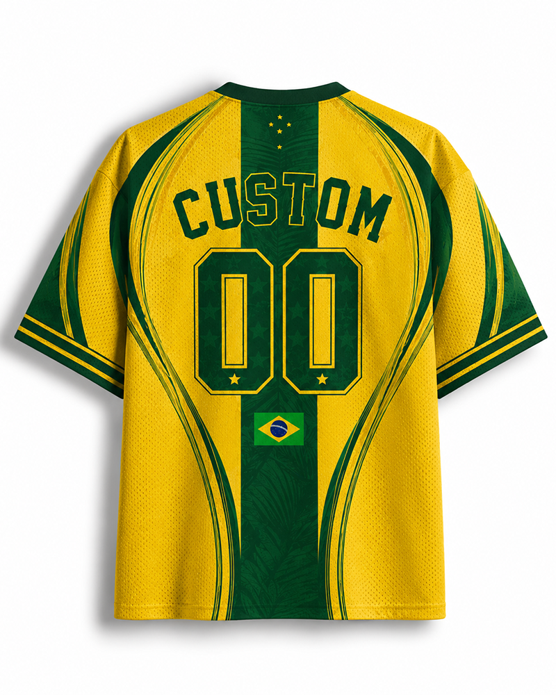 TheRetroTee Vintage Brazil Football Heritage Mesh Jersey