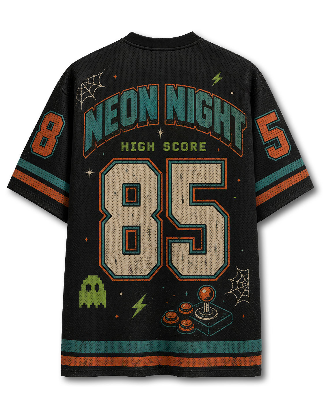 TheRetroTee Halloween Neon Night Arcade Mesh Jersey