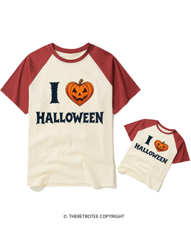 TheRetroTee I Love Halloween 1980s Raglan Baseball Family T-Shirt