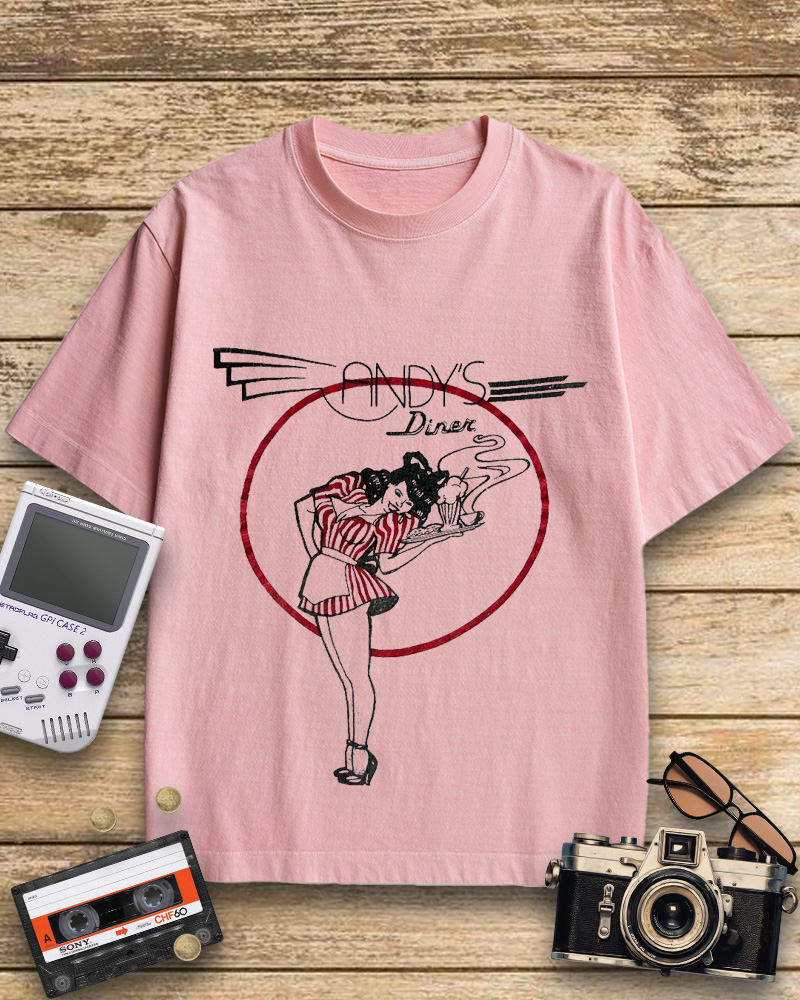 TheRetroTee Andy's Diner 1980s Cotton T-Shirt