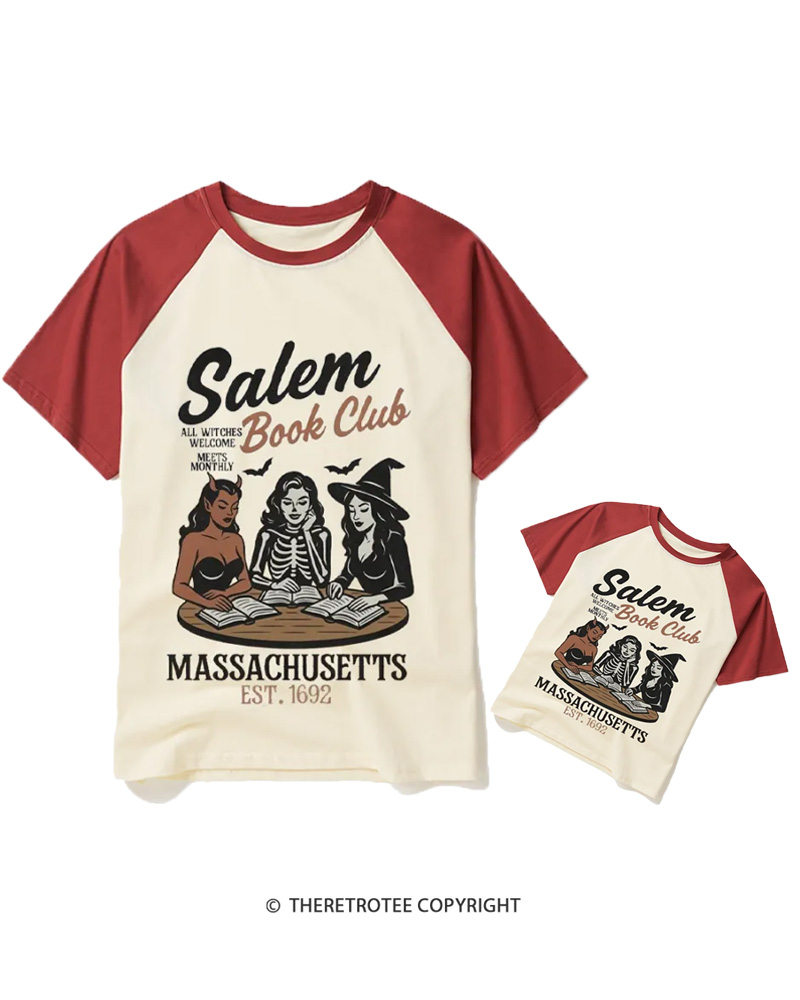 TheRetroTee All Witches Welcome Meets Monthly Vintage Raglan Baseball Family T-Shirt