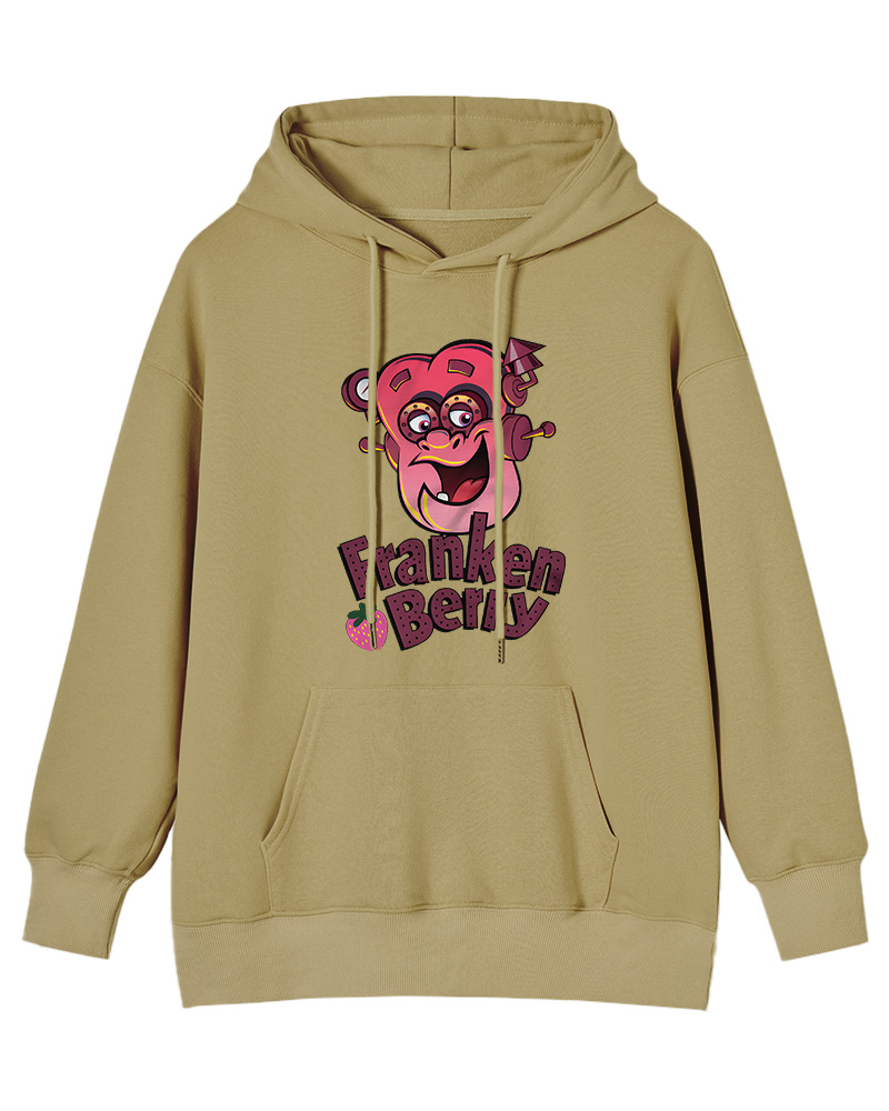 TheRetroTee Strawberry Cereal Monster 1970s Nostalgic Hoodie