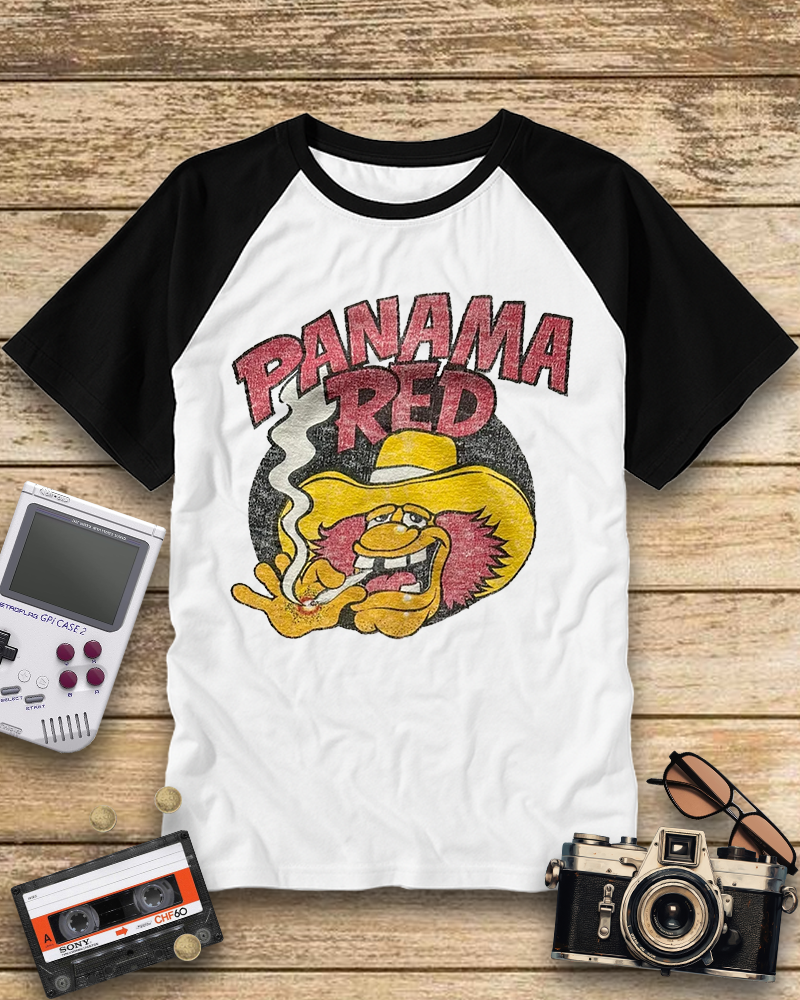TheRetroTee Panama Red Nostalgic 1970s Raglan Baseball T-Shirt