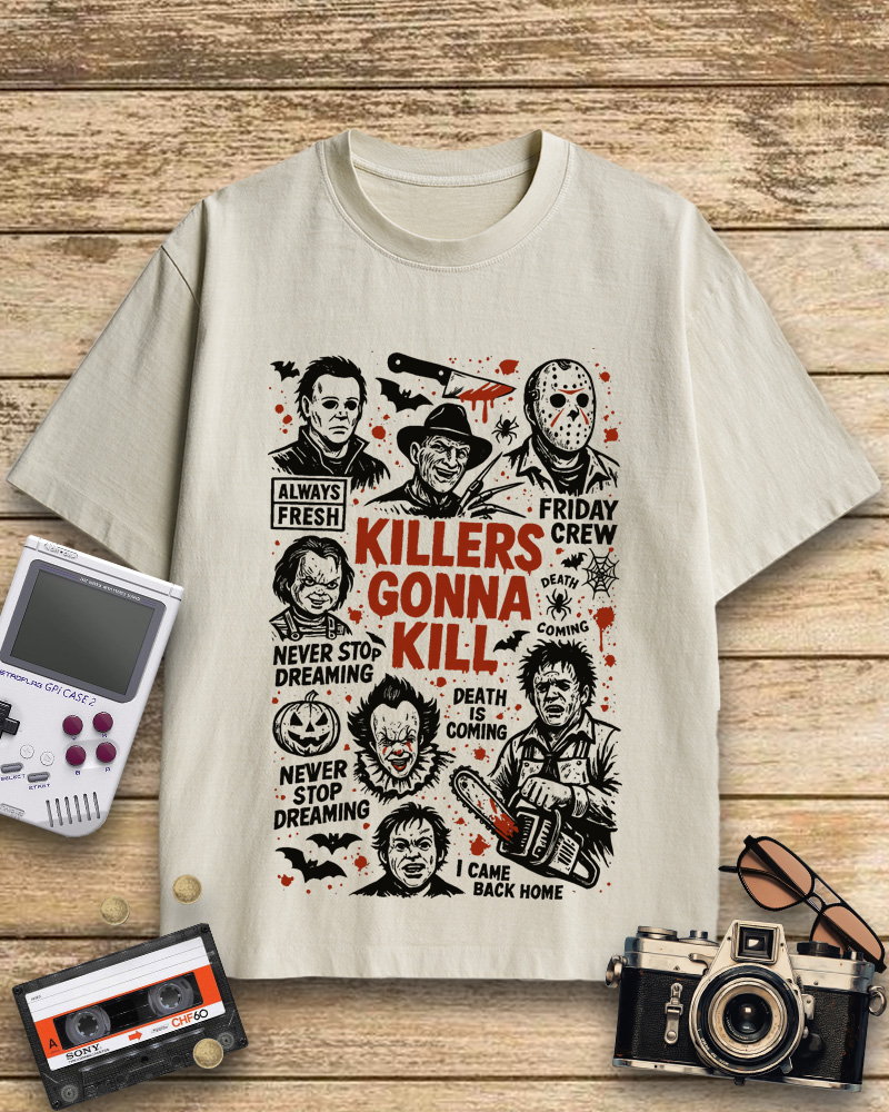 TheRetroTee Killers Gonna Kill 1980s Halloween Cotton T-Shirt