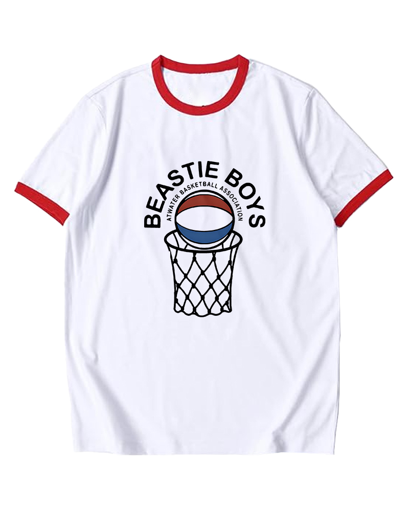 TheRetroTee Atwater Basketball Association Beastie Boys Ringer T-Shirt
