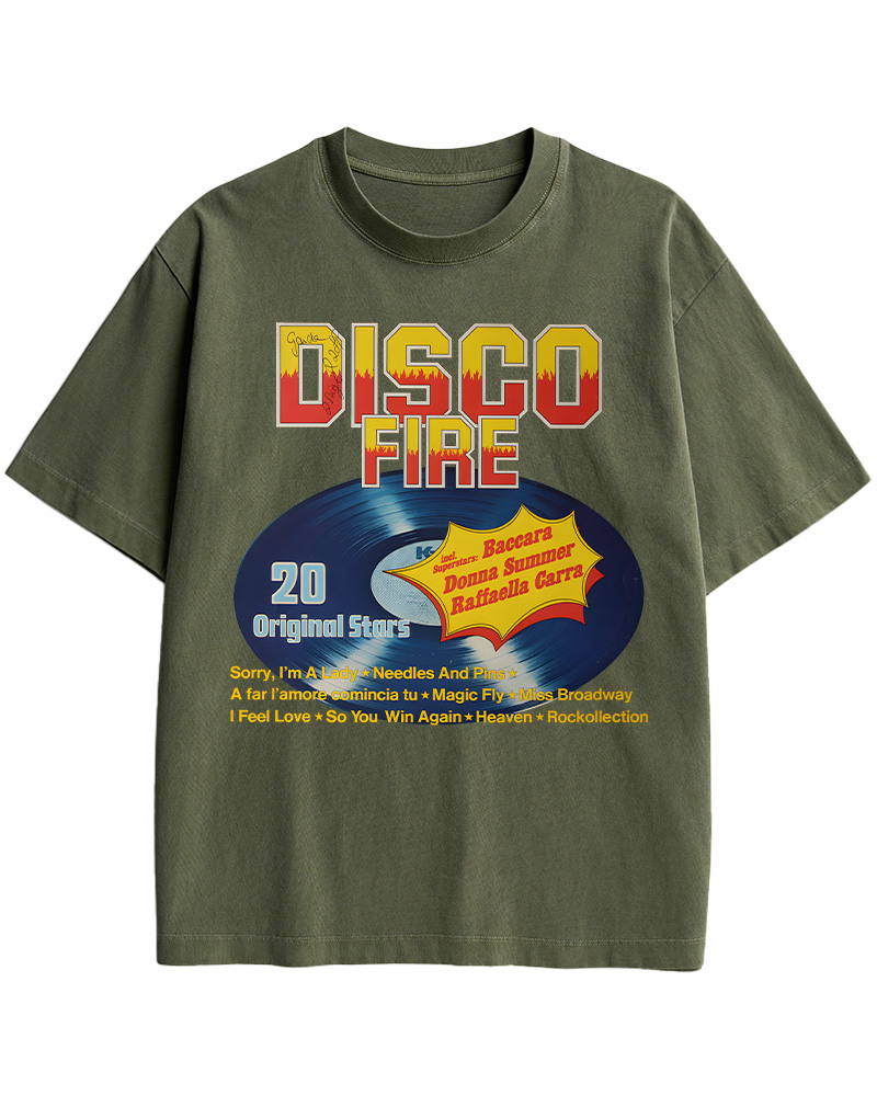 TheRetroTee Disco Fire 1970s Music Cotton T-Shirt