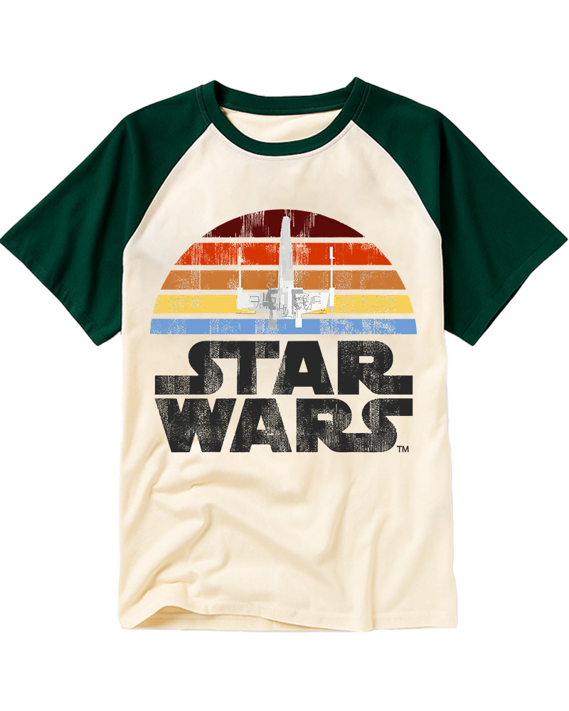 TheRetroTee Galaxy Plane Classic 1980s Raglan Baseball T-Shirt
