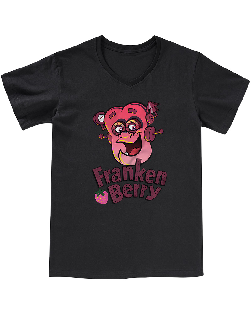 TheRetroTee Franken Berry 1970sV-neck T-Shirt