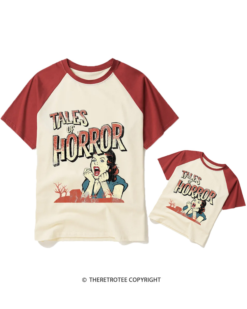 TheRetroTee Horror Movie 1950s Raglan Baseball Family T-Shirt