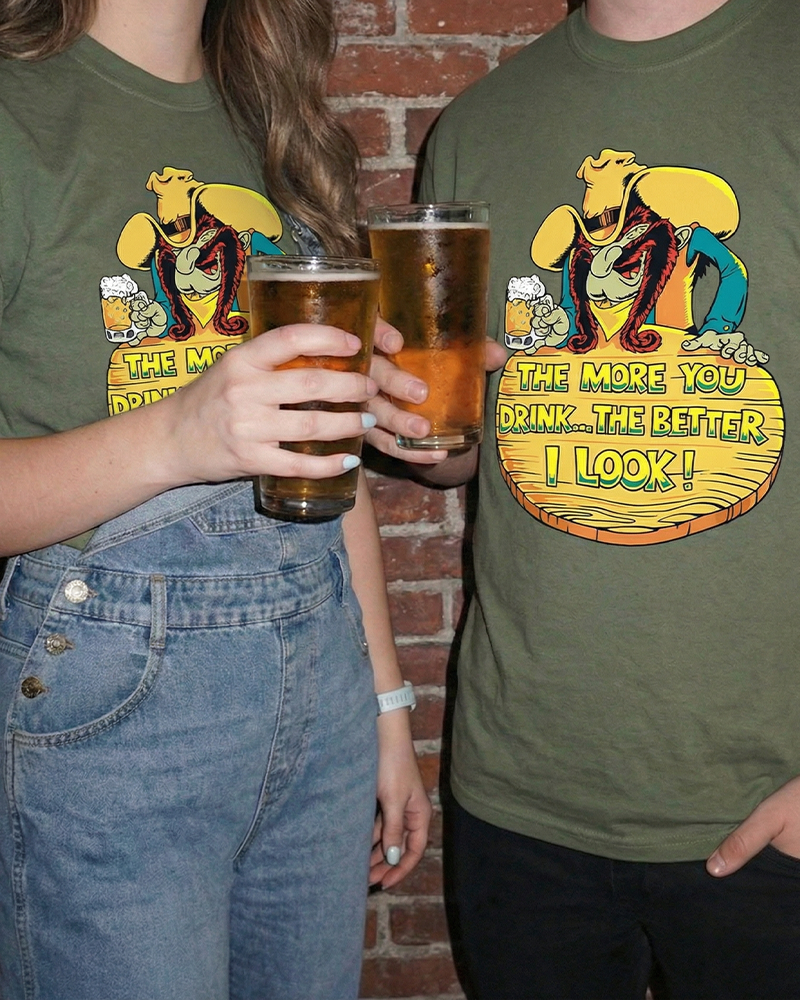 TheRetroTee The More You Drink, The Better I Look Graphic 1990s Cotton T-Shirt