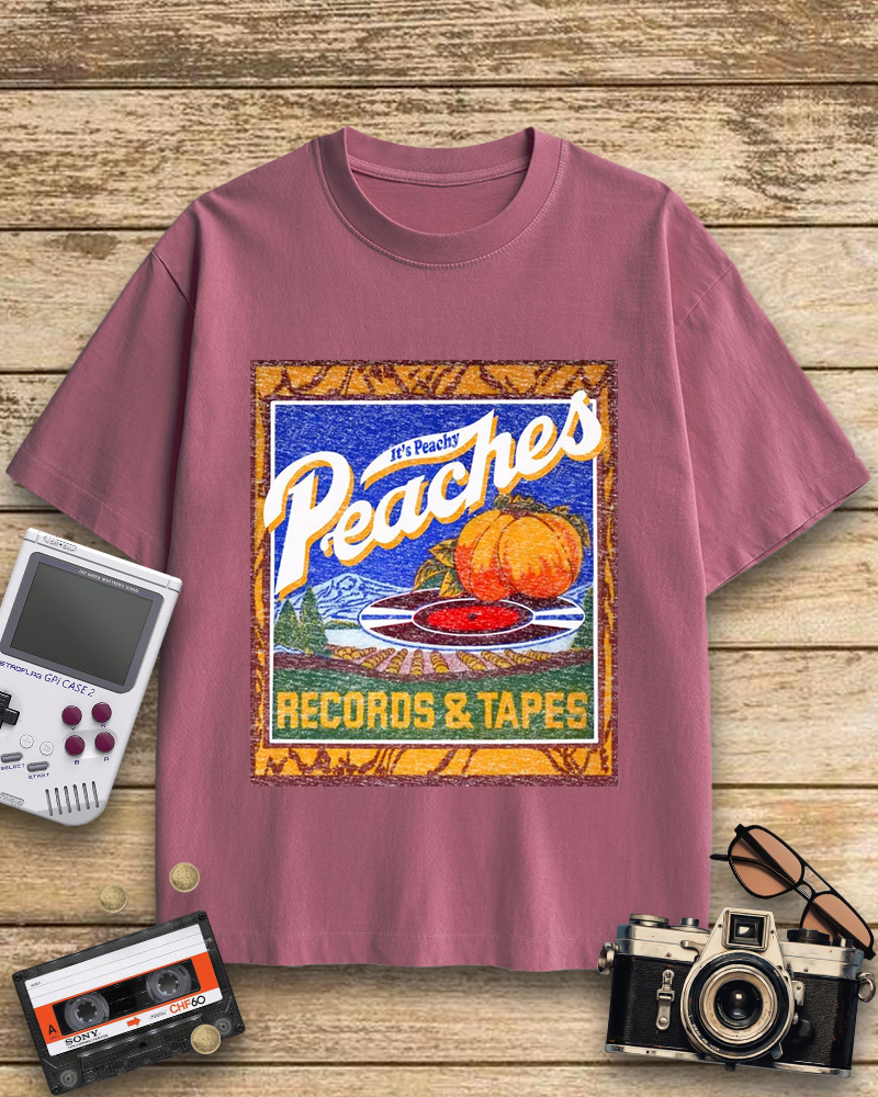 TheRetroTee Peaches Records & Tapes 1975 Vintage Style Cotton T-Shirt