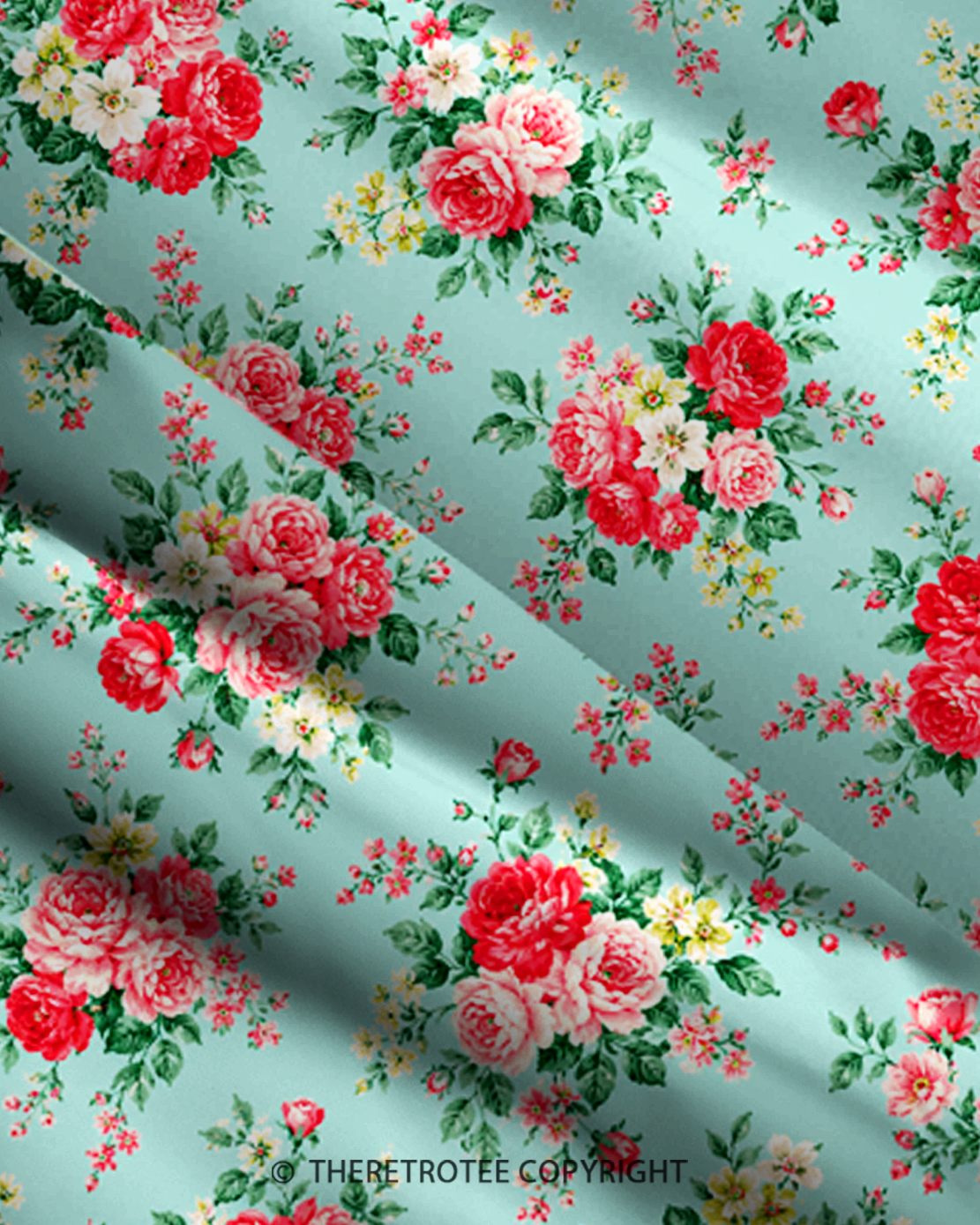 TheRetroTee Mint Rose Garden 1950s Strappy Maxi Dress