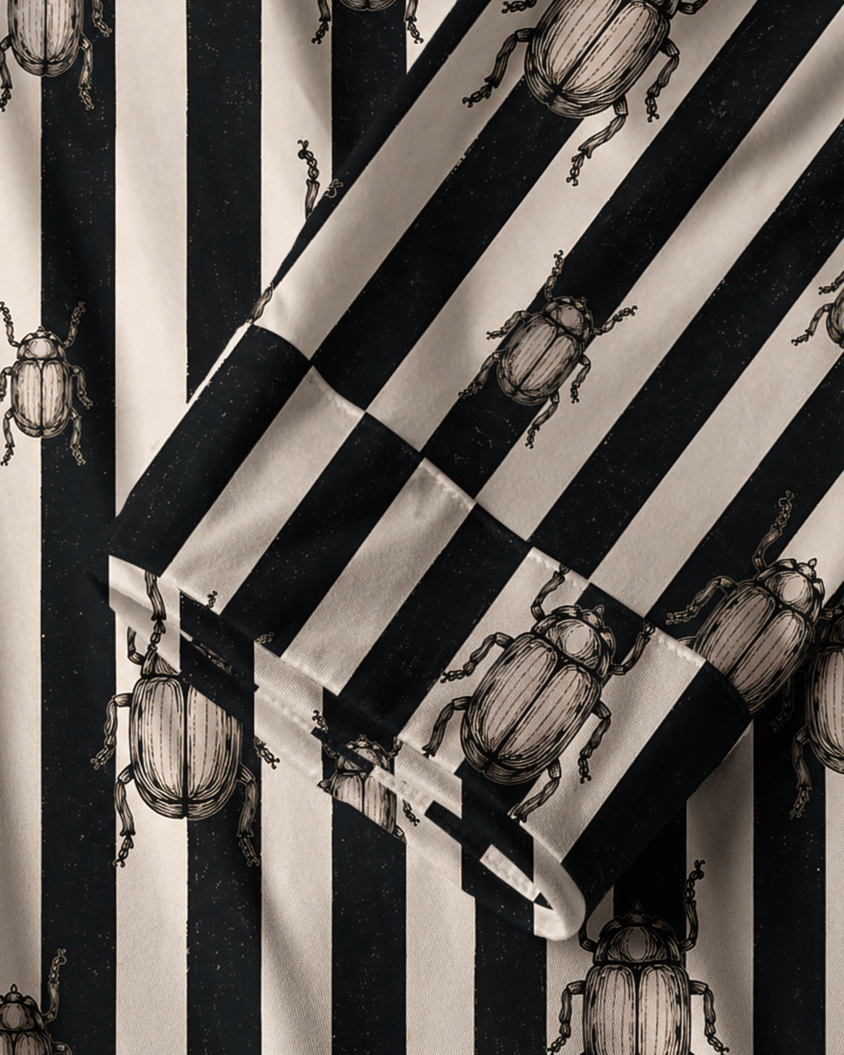 TheRetroTee Beetle Engraving Stripe Vintage Pajama Set