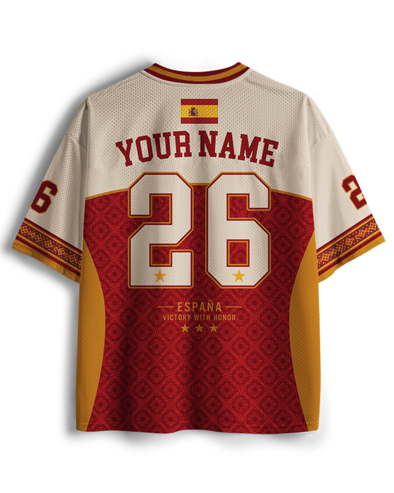 TheRetroTee Spain Football Champion Custom Name Mesh Jersey