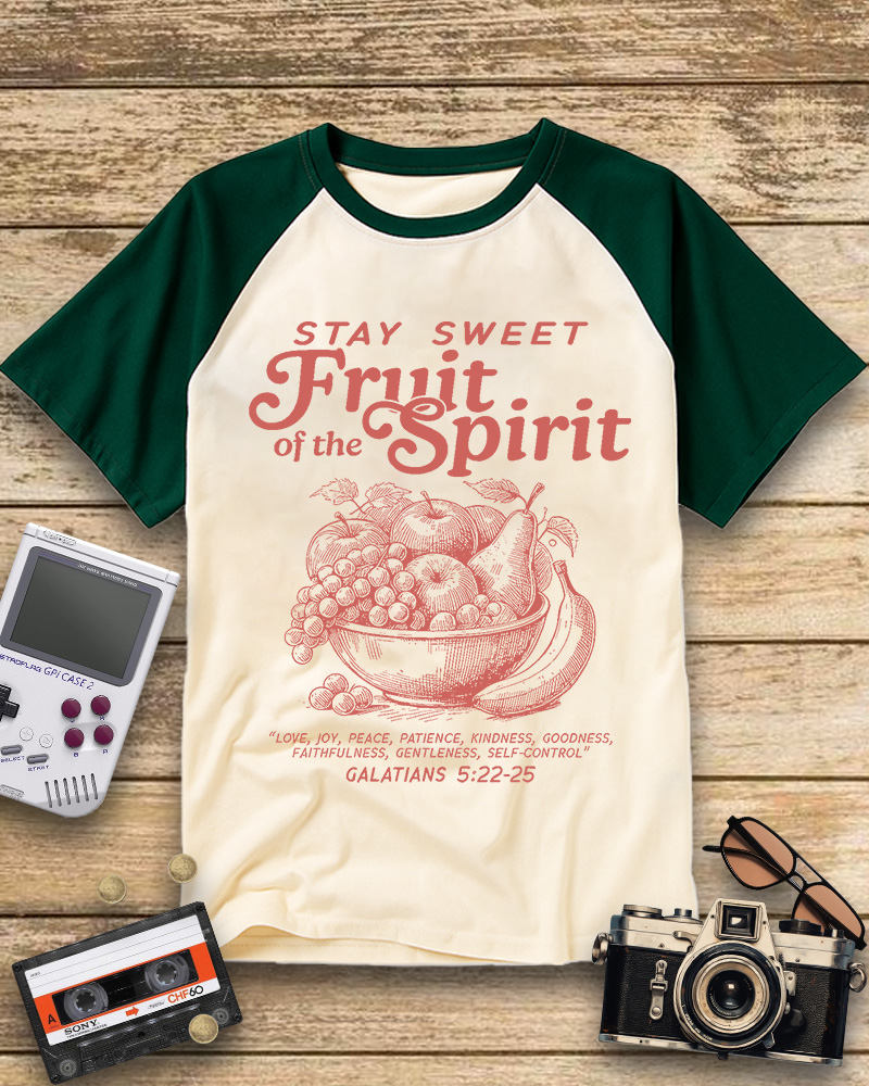 TheRetroTee Fruit of the Spirit Raglan Baseball T-Shirt