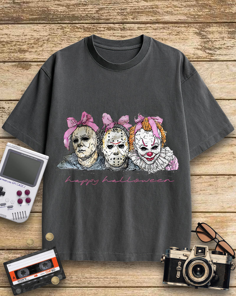 TheRetroTee Happy Halloween 1980s Cotton T-Shirt