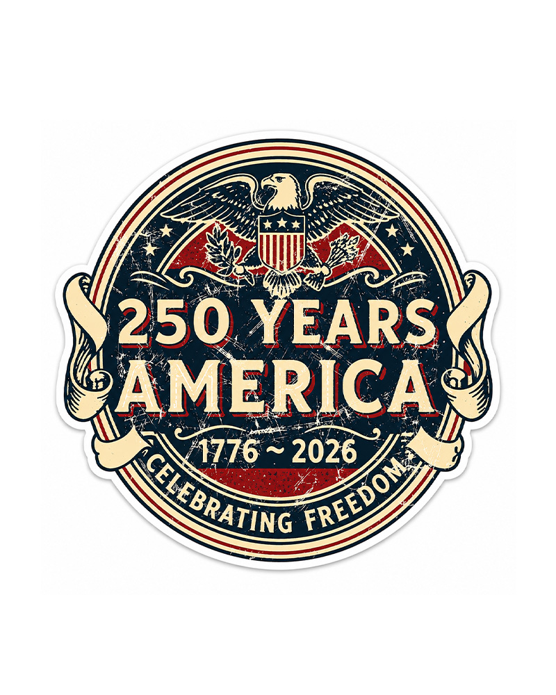 TheRetroTee 250 Years America 1776–2026 Retro Sticker