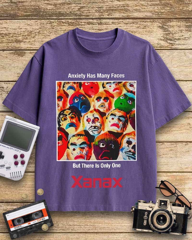 TheRetroTee Anxiety Has Many Faces Xanax 90's Vintage T-Shirt
