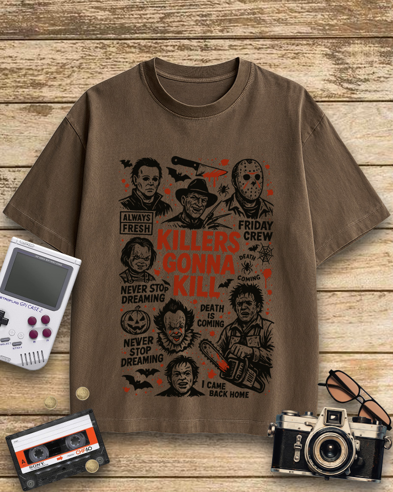 TheRetroTee Killers Gonna Kill 1980s Halloween Cotton T-Shirt