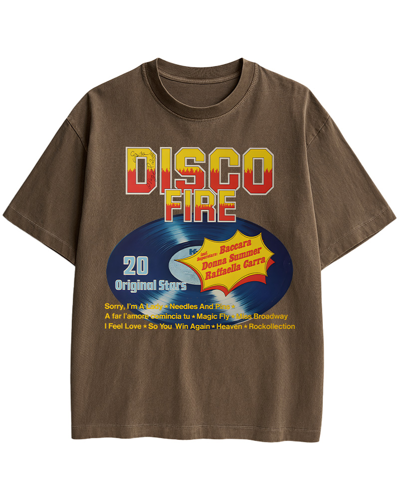 TheRetroTee Disco Fire 1970s Music Cotton T-Shirt