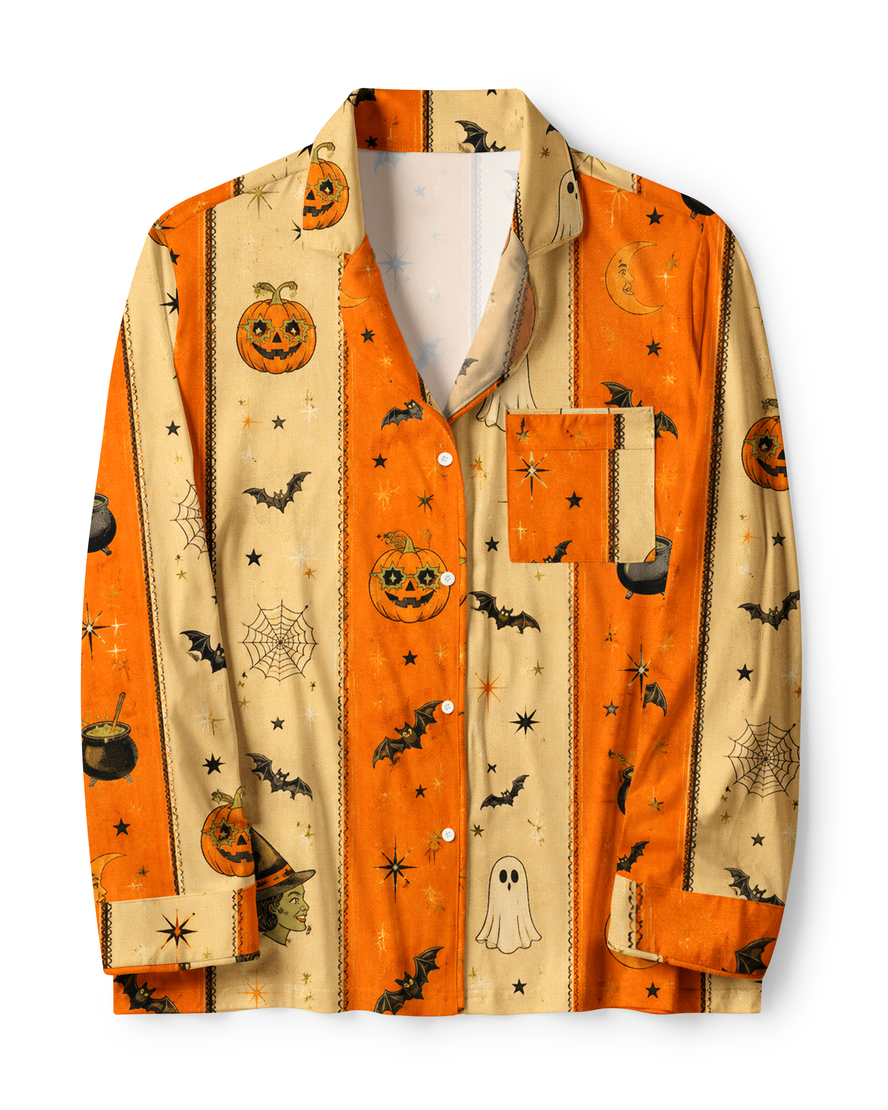 TheRetroTee Orange Jack olantern Vintage Pajama Set