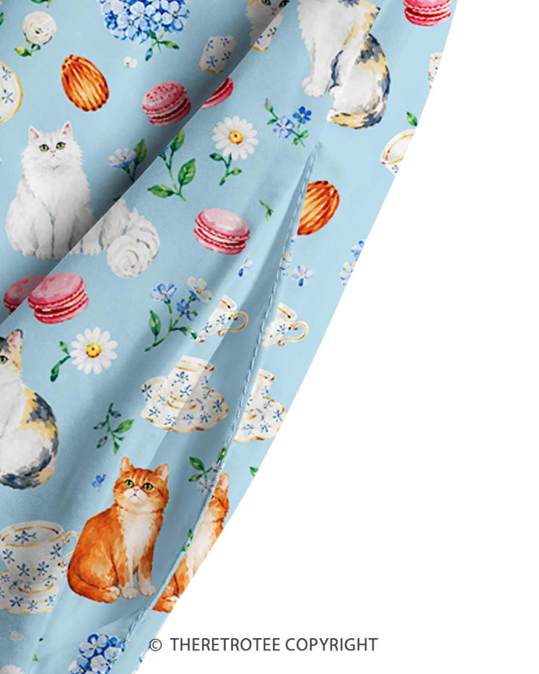 TheRetroTee Tea Time Cat Café 1950s Strappy Maxi Dress