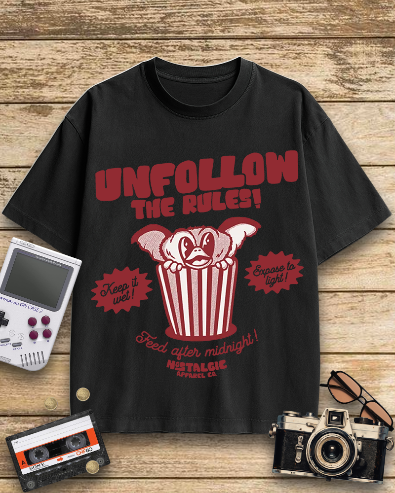 TheRetroTee Unfollow the Rules 1980s Cotton T-Shirt