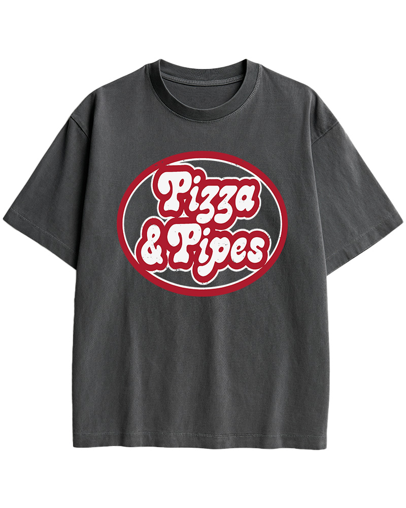 TheRetroTee Pizza & Pipes 1970s Cotton T-Shirt