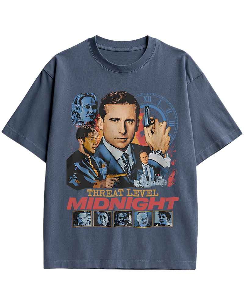 TheRetroTee Threat Level Midnight 2000s Cotton T-Shirt