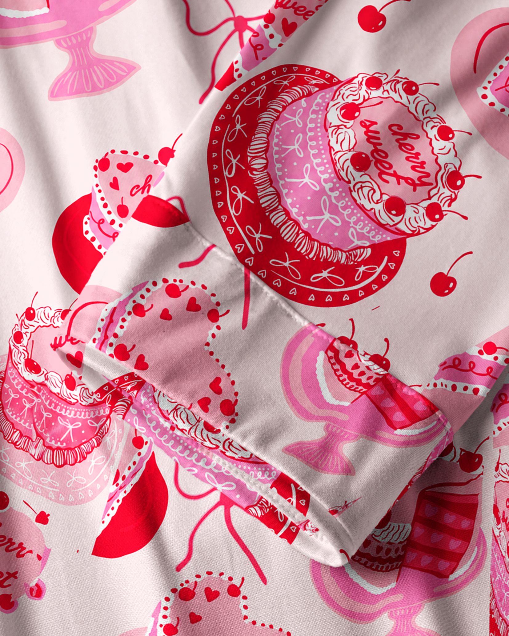 TheRetroTee Cherry Cake Dainty Vintage Pajama Set