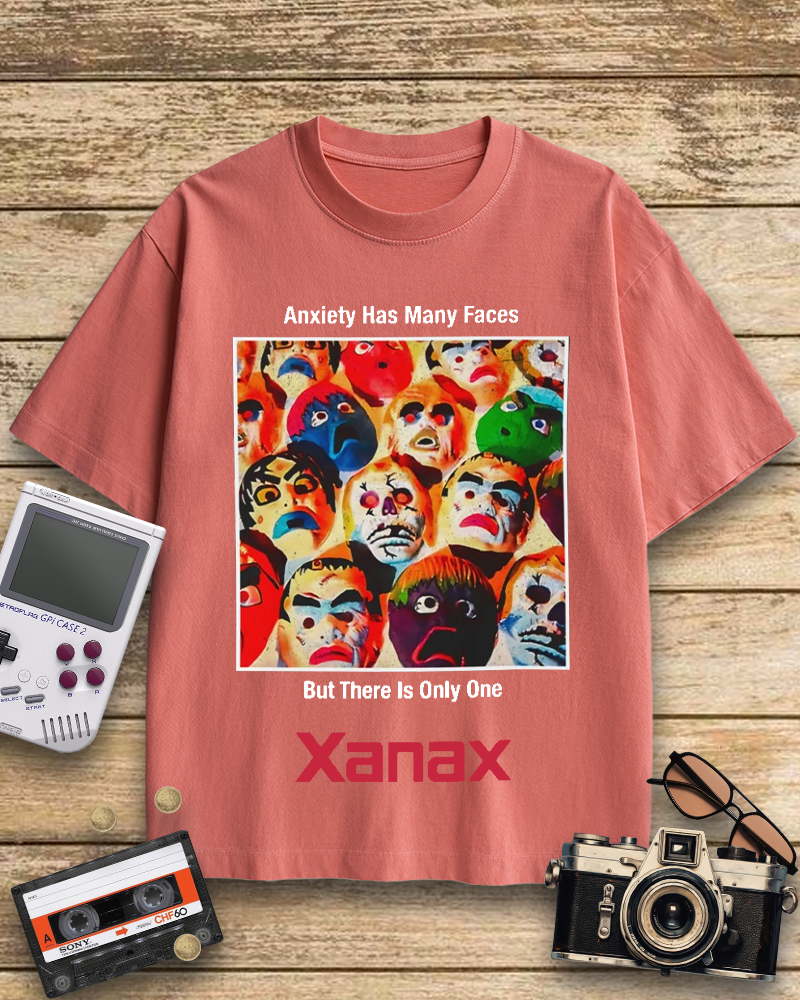 TheRetroTee Anxiety Has Many Faces Xanax 90's Vintage T-Shirt
