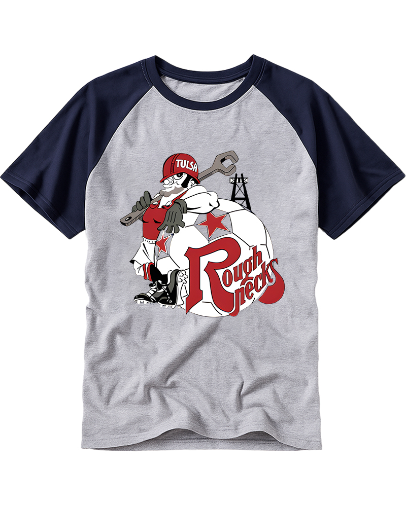 TheRetroTee 1978 Tulsa Roughnecks Raglan Baseball T-Shirt