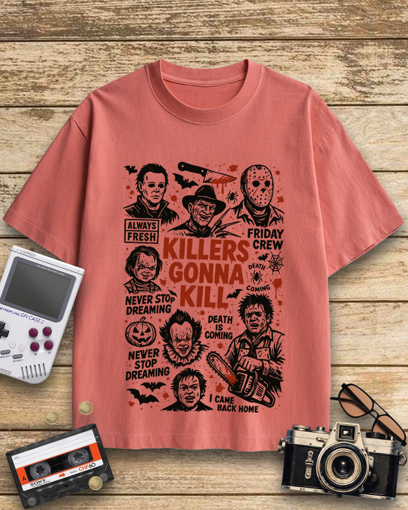 TheRetroTee Killers Gonna Kill 1980s Halloween Cotton T-Shirt