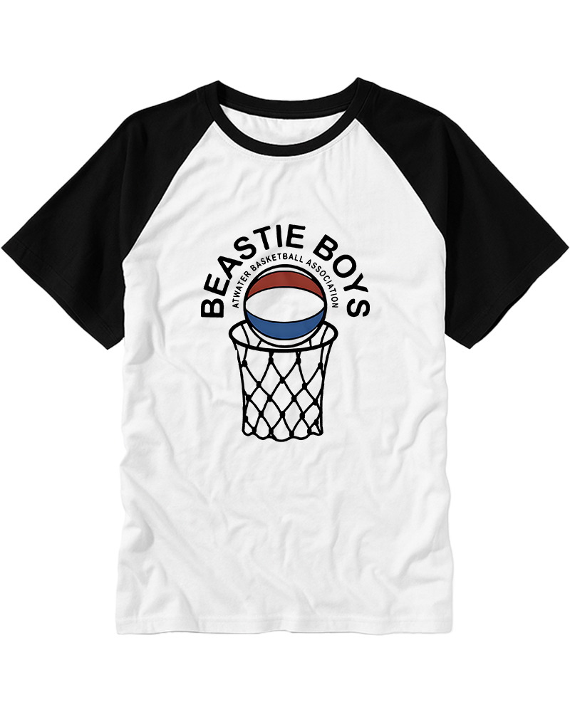 TheRetroTee Atwater Basketball Association Beastie Boys Raglan Baseball T-Shirt