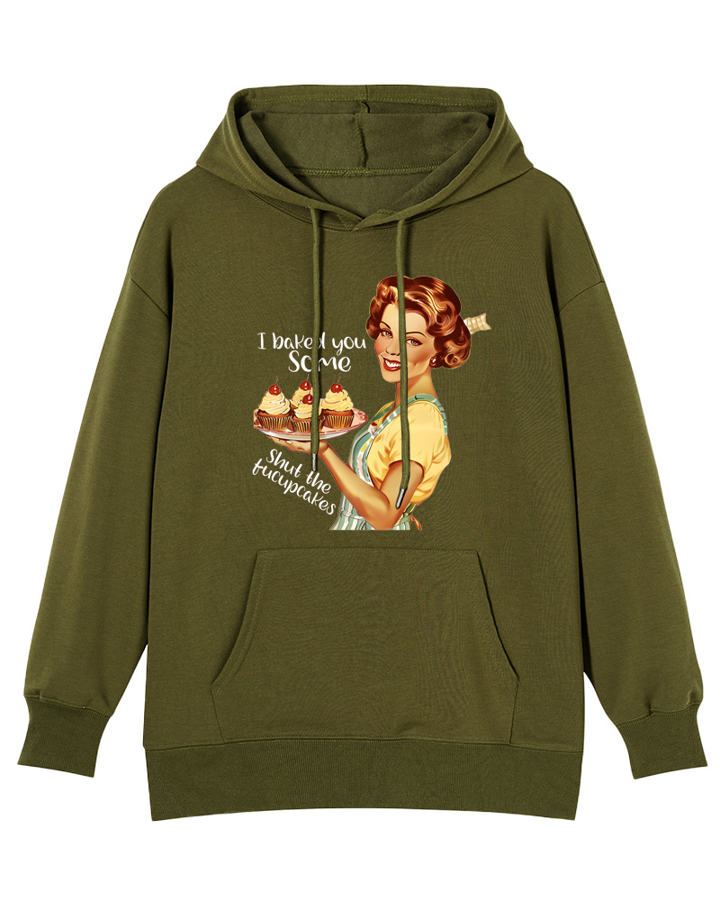 TheRetroHoodie Sarcastic Housewife Baking Meme 1950s Pin-up Hoodie