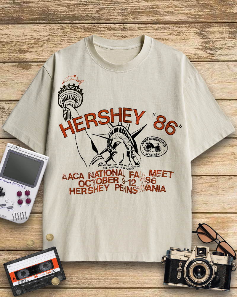 TheRetroTee 1986 Antique Auto Club Meet Hershey Cotton T-Shirt