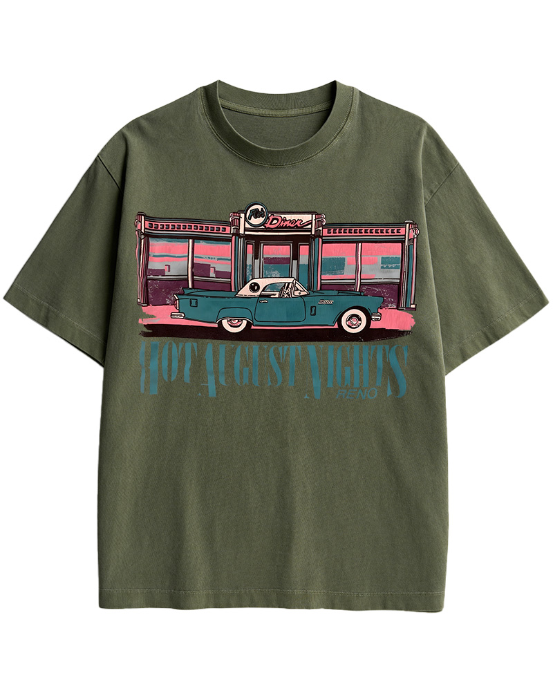 TheRetroTee Hot August Nights Reno Diner Vintage Cotton T-Shirt