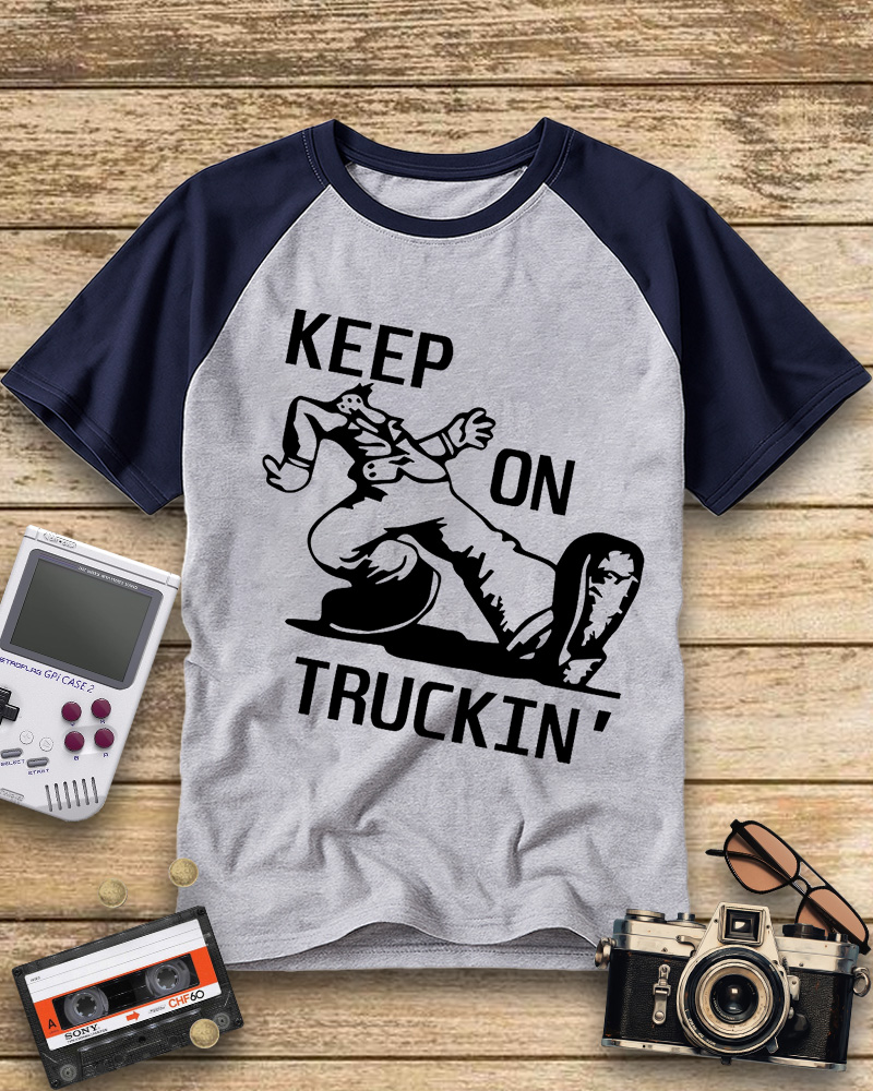 TheRetroTee 70s Keep On Truckin' Raglan Baseball T-Shirt