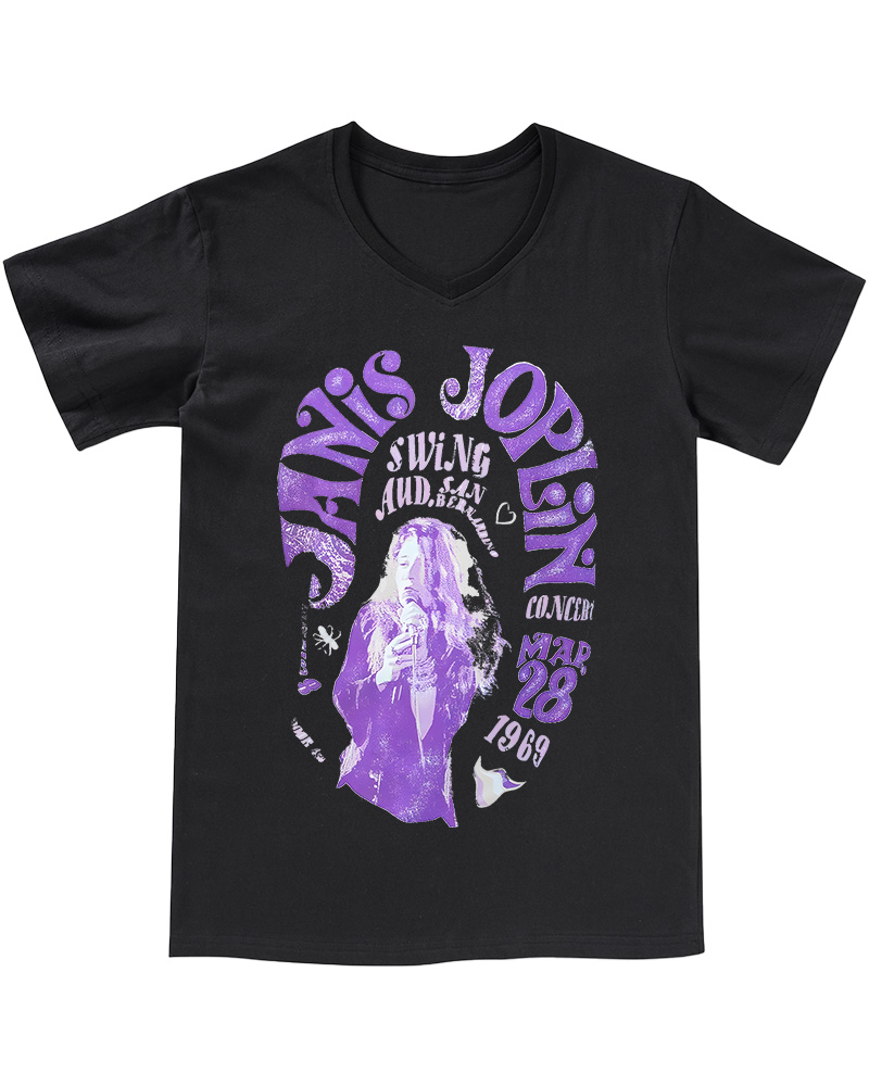 TheRetroTee JANIS JOPLIN - Swing Aud V-neck T-Shirt