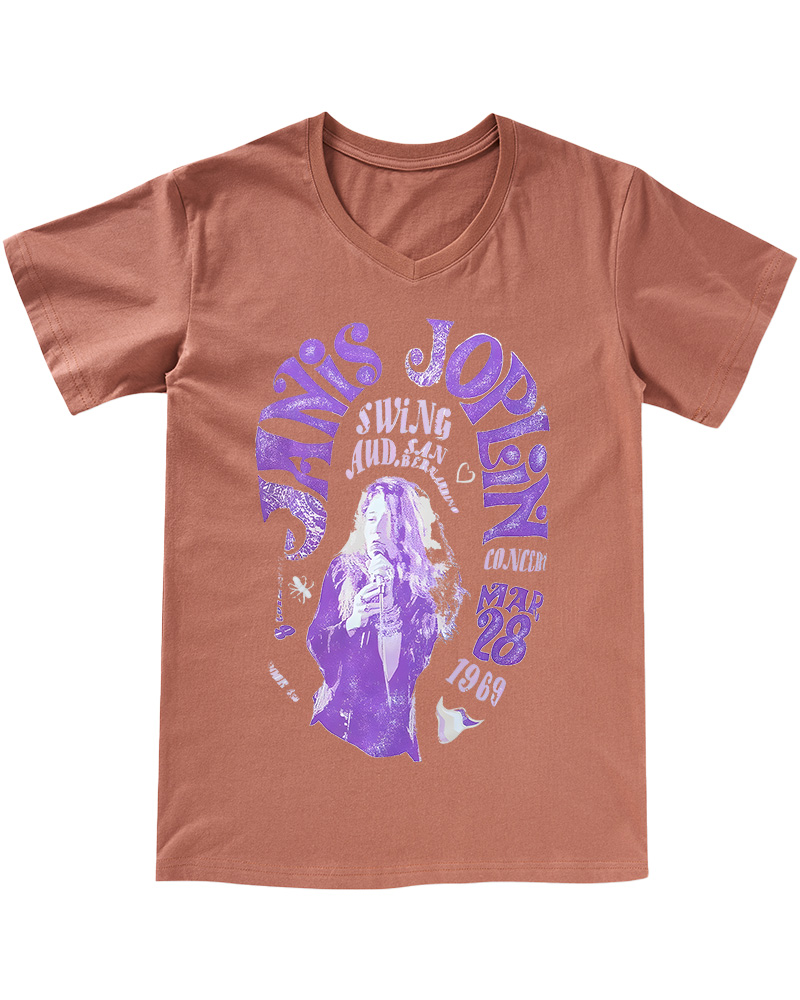 TheRetroTee JANIS JOPLIN - Swing Aud V-neck T-Shirt