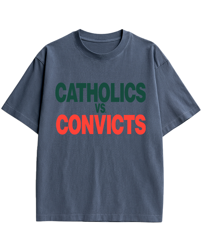 TheRetroTee Catholics vs Convicts 1980s Cotton T-Shirt