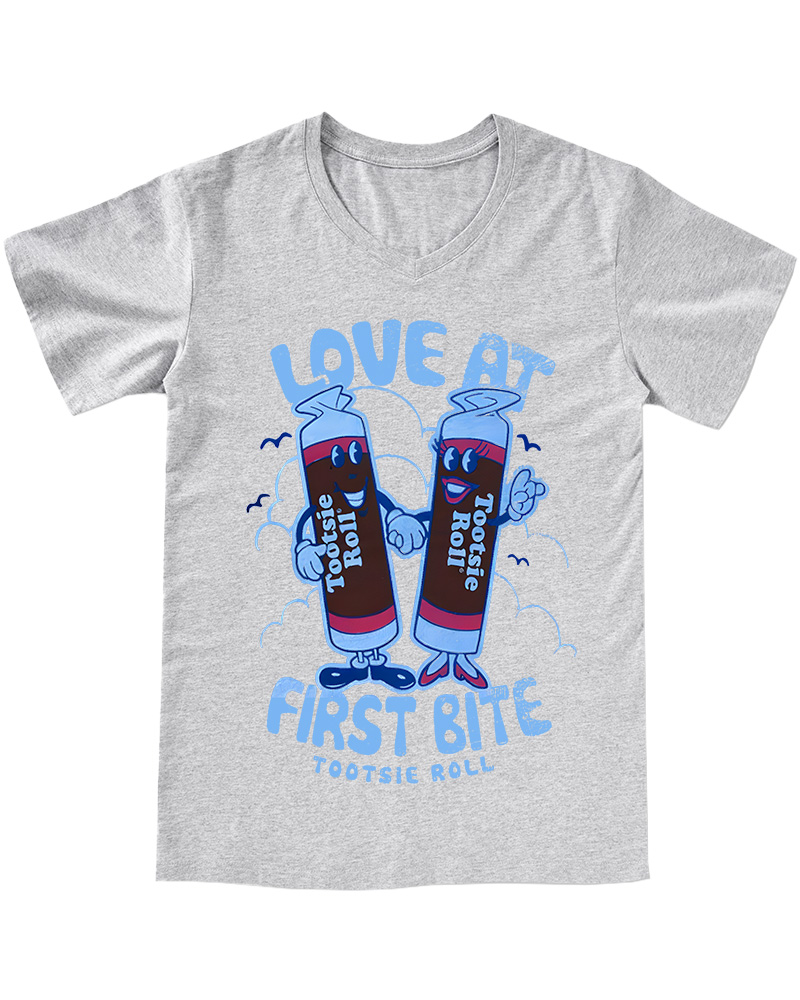 TheRetroTee Tootsie Roll - Love At First Bite Juniors 1960s V-neck T-Shirt
