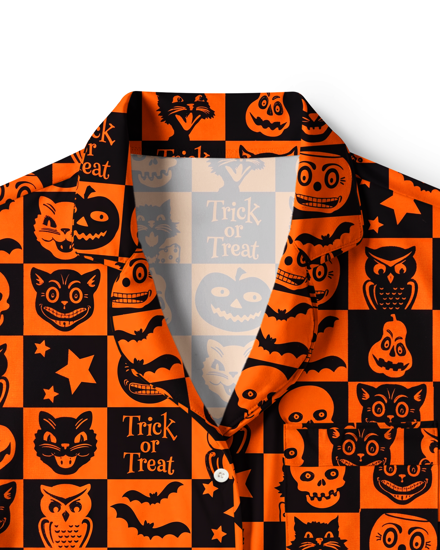 TheRetroTee Retro Checker Halloween Silhouette Vintage Pajama Set