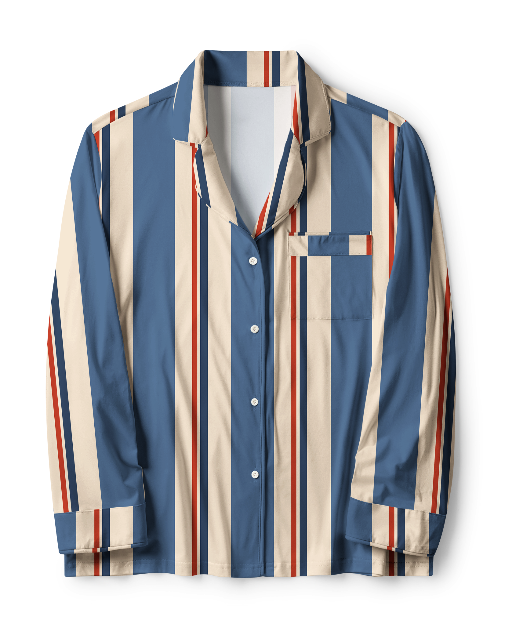 TheRetroTee Muted Blue Terracotta Stripe Vintage Pajama Set
